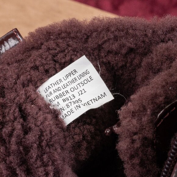 Tory Burch Wmn Miller Shearling Lined Burgundy Leather Zip Combat Boots sz 7 - Picture 8 of 9